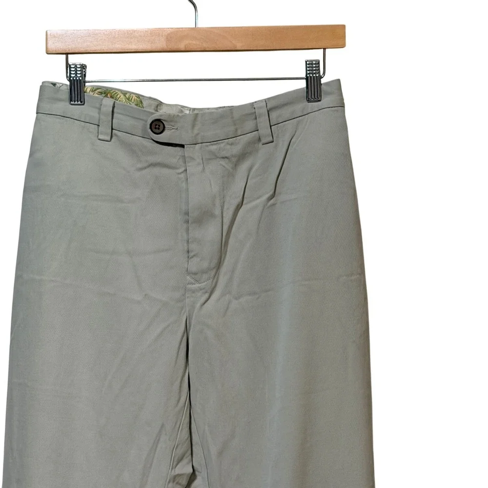 Tommy Bahama Mens 40x30 Silk Cotton Blend Khaki Tan Flat Front Straight Pants